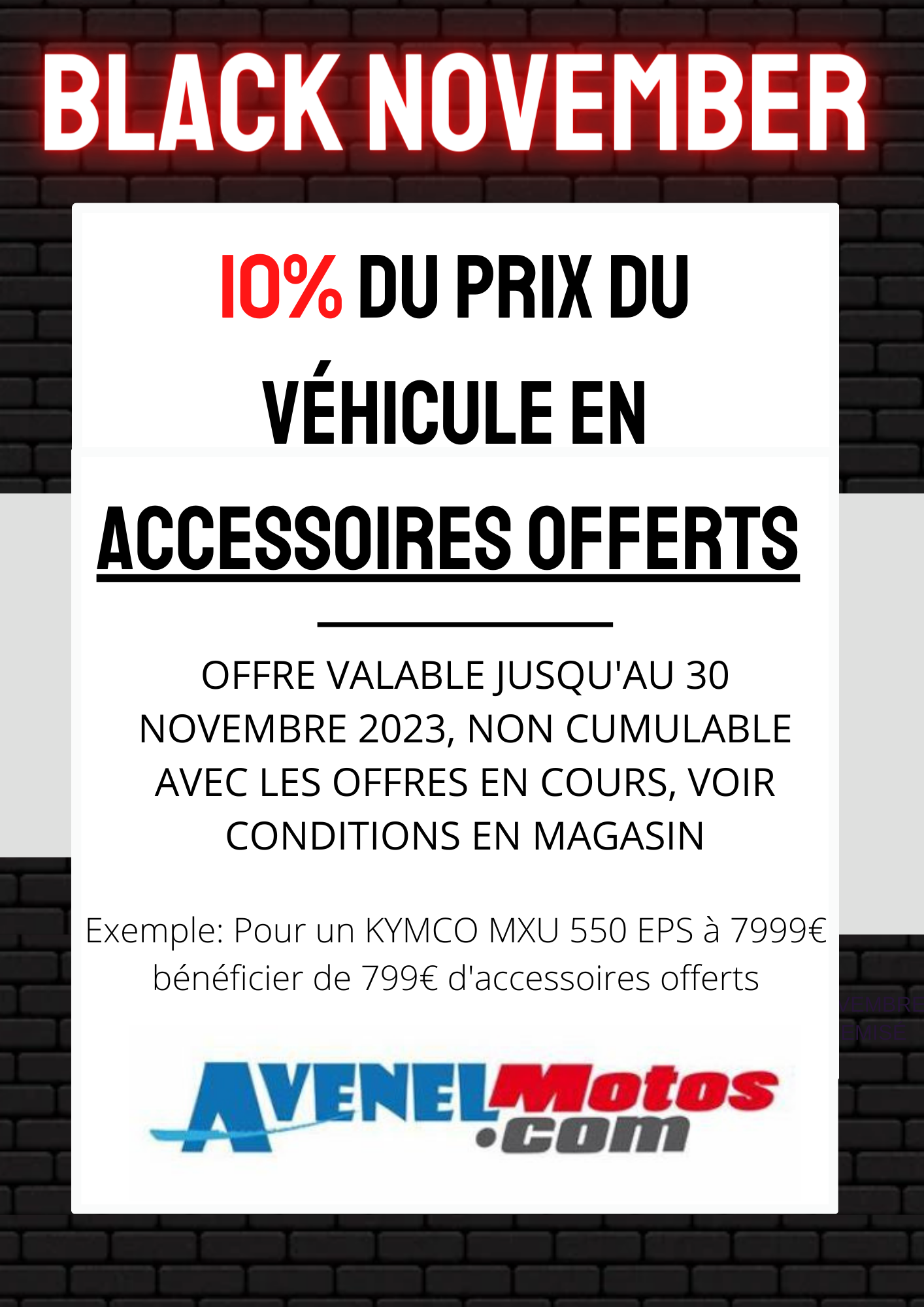 OFFRE BLACK NOVEMBER AVENEL MOTOS OFFRE BLACK NOVEMBER AVENEL MOTOS